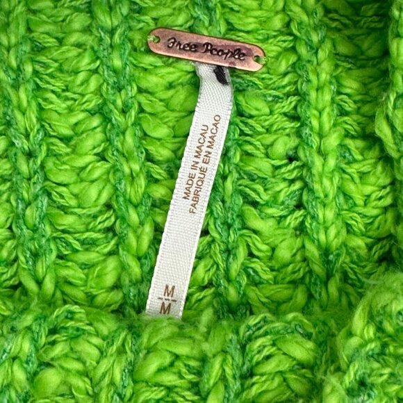 Free People Women's Everyday Cotton Mock Neck Chunky Sweater Green Size Medium - Picture 7 of 11